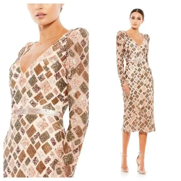 - NWT Mac Duggal GEO EMBELLISHED MIDI SHEATH DRESS size 8 $498. H - Picture 2 of 13